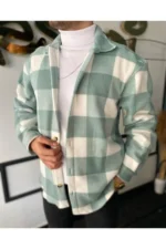 پیراهن نعناعی Unisex Oversize ضخیم زمستانی پشمی اصل - 2730