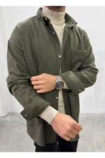 پیراهن چوب جک قطبی تک جنسیتی طرح دار Oversize - 2728