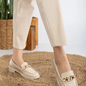 کفش پاشنه نازک زنانه بالرین لوفر V-Buckle - 2677