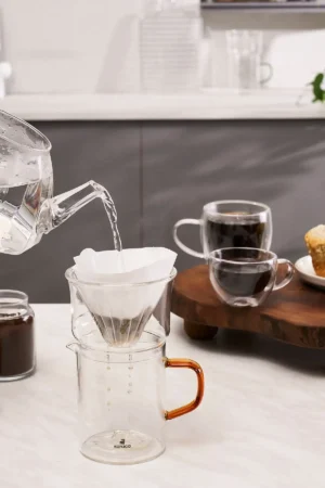 Draco Borosilikat Glass Dripper قهوه/فیلتر تجهیزات قهوه 450 میلی لیتر نارنجی - 2743