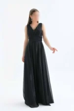 لباس لاله ای سیاه و سفید بانوان لباس لاله نقره ای NBS9223 - 3348