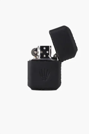فندک بنزینی با کیف چرمی مات سیاه واقعی - 3526