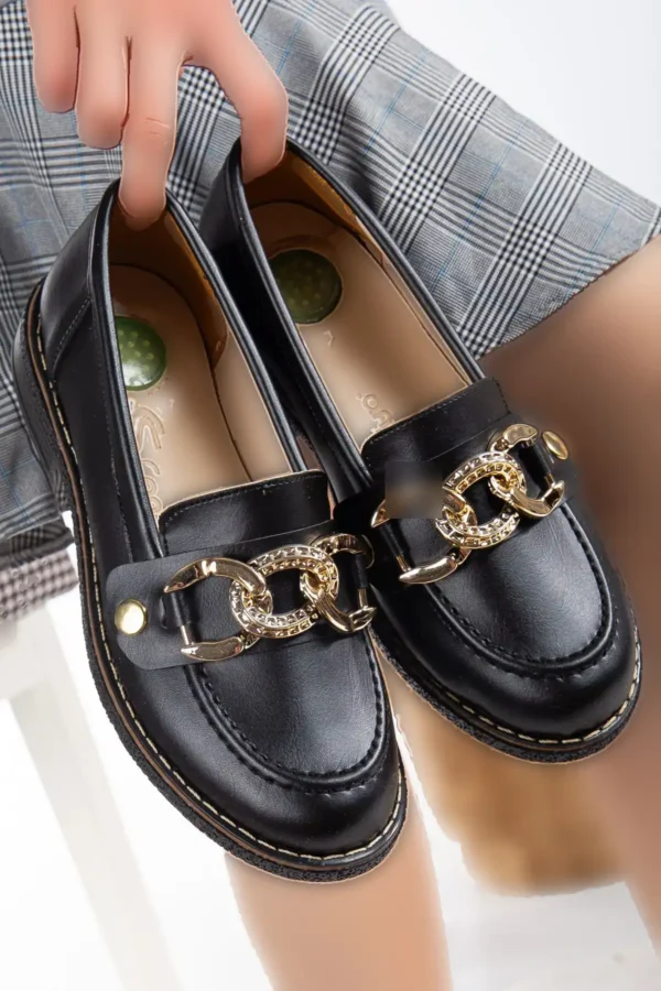 کفش های Loafer با لوازم جانبی قابل تعویض سیاه زنان - 3101