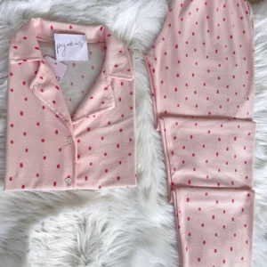 پیراهن پیراهن جیر جیر الگوی Polk Polka DOT مجموعه لباس خواب بلند - 3163