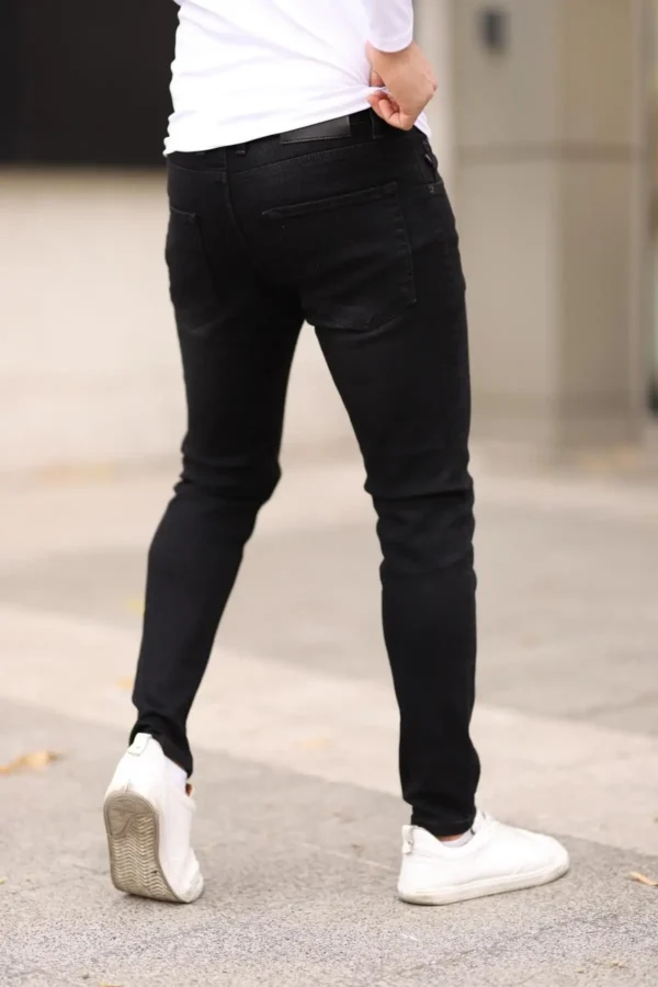 مردانه تیره سیاه و سفید باریک و باریک بریده Lycra Jean Jeans Gails - 3263