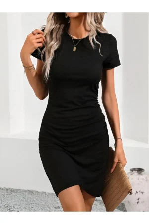 دوچرخه زنان Yaka کوتاه فروخته شده Summer Voll Living Basic Dress - 3244