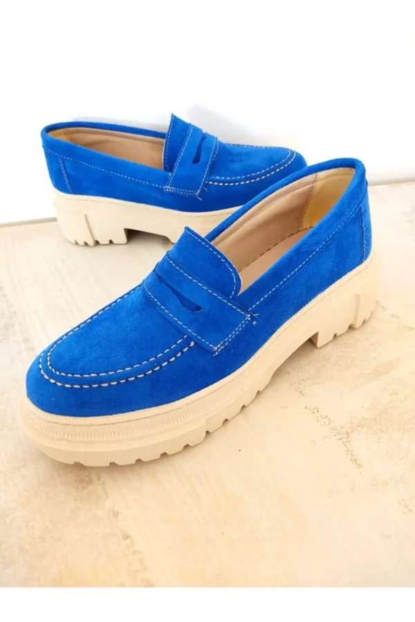 کفش آبی Süet Loafer - 3155