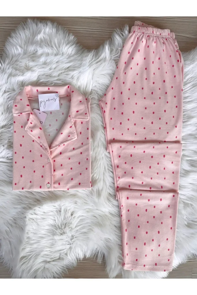 پیراهن پیراهن جیر جیر الگوی Polk Polka DOT مجموعه لباس خواب بلند - 3163