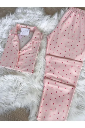 پیراهن پیراهن جیر جیر الگوی Polk Polka DOT مجموعه لباس خواب بلند - 3163