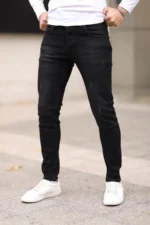 مردانه تیره سیاه و سفید باریک و باریک بریده Lycra Jean Jeans Gails - 3263