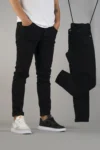 شلوار جین Lycra Slim Fit Lycra Black Black - 3266