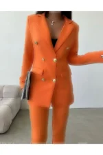 کت و شلوار پرتقال Blazer کت و شلوار انعطاف پذیر کت و شلوار زنانه - 3317