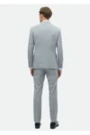 کت و شلوار باریک فیت نازک با خط‌های خاکستری، ۱۰۰٪ پشمی - 3521