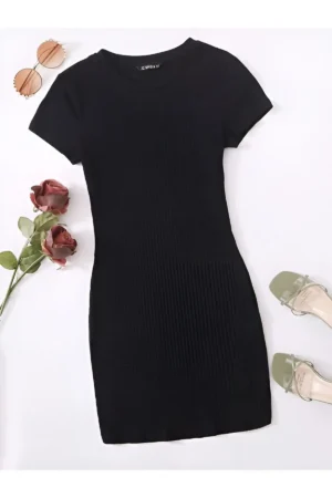 دوچرخه زنان Yaka کوتاه فروخته شده Summer Voll Living Basic Dress - 3244