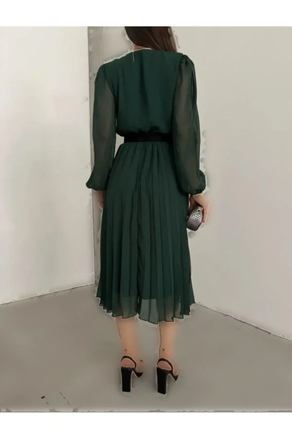 فصل جدید Cruve Cruve Cruve Lined Arched Midi Chiffon Dress - 3342