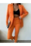 کت و شلوار پرتقال Blazer کت و شلوار انعطاف پذیر کت و شلوار زنانه - 3317