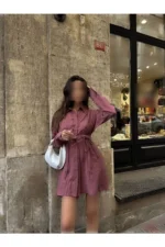 لباس پیراهن خشک گل رز زنانه از کمر - 3459 - 3459