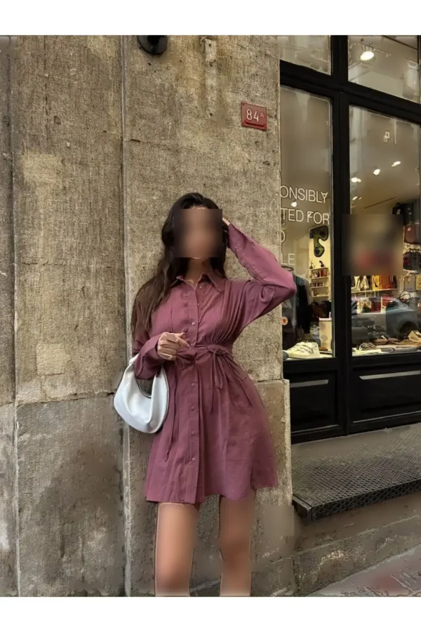 لباس پیراهن خشک گل رز زنانه از کمر - 3459 - 3459