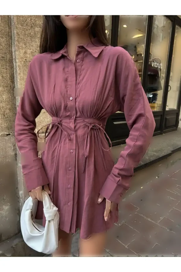 لباس پیراهن خشک گل رز زنانه از کمر - 3459 - 3459