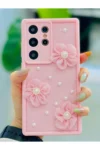 گوشی Galaxy S24 ULTRA سازگار با کاور سیلیکونی گل توری طراحی شده با عروسک - 3604