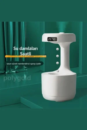 مرطوب‌کننده هوای 600 میلی‌لیتری بزرگ ultrasonic با ساعت نورانی و قطره‌ای - 3971