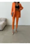 کت و شلوار پرتقال Blazer کت و شلوار انعطاف پذیر کت و شلوار زنانه - 3317