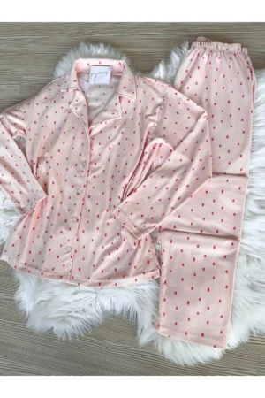 پیراهن پیراهن جیر جیر الگوی Polk Polka DOT مجموعه لباس خواب بلند - 3163