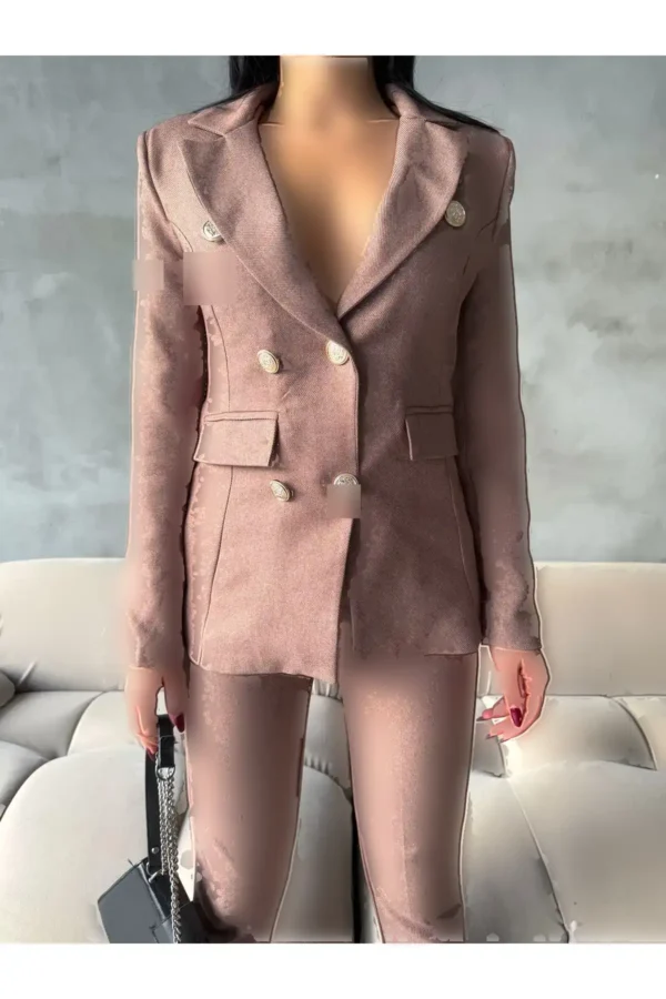Taba Wool Effect شلوار کمربند Blazer با کت و شلوار جیب جیب - 3323