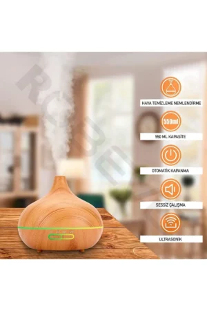 بزرگ 550 میلی‌لیتر دستگاه مرطوب‌کننده هوا التراسونیک با قابلیت زمان‌بندی و نورپردازی برای اتاق - 3967