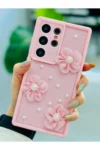 گوشی Galaxy S24 ULTRA سازگار با کاور سیلیکونی گل توری طراحی شده با عروسک - 3604