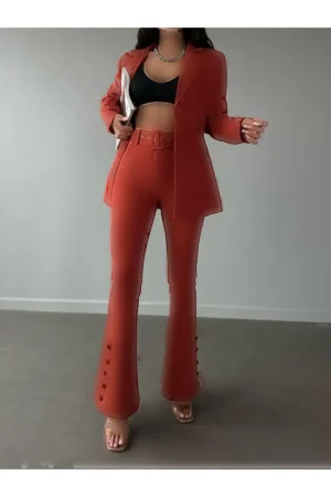 کاشی دکمه جیب جیب کاشی Blazer Belzer کمربند اسپانیایی PAça دکمه ای شلوار انعطاف پذیر - 3307