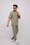 ست دو تکه مردانه شامل پیراهن کتان و شلوار - 4692