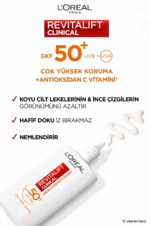 کرم ضد آفتاب روزانه با محافظت بالا UV SPF 50 لورآل پاریس ریویتالیفت کلینیکال - 50 میلی لیتر - 4458