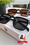 ست دوتایی عینک آفتابی وینتیج سیاه-قهوه‌ای تیره عینک آفتابی زنانه عینک آفتابی مردانه UV-400 - 4507