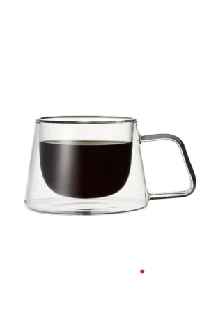 فنجان اسپرسو نسکافه طراحی جدید، فنجان شیشه‌ای دسته‌دار دو جداره ۴ عددی 1836 - 4181