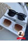 ست دوتایی عینک آفتابی زنانه و مردانه وینتیج مشکی-شفاف قهوه‌ای با شیشه UV-400 - 4503