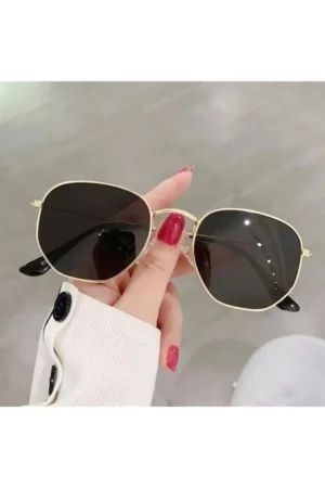 عینک آفتابی زنانه و مردانه با لنز UV400 و گواهی CE، طلایی و مشکی مدل هکساو (با دسته مشکی) - 4504