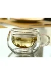 ماگ شیشه‌ای دسته‌دار 200 میلی‌لیتری دو جداره با طراحی جدید، فنجان چای و نسکافه، مناسب برای لیست جهاز، بسته 6 عددی - 4180