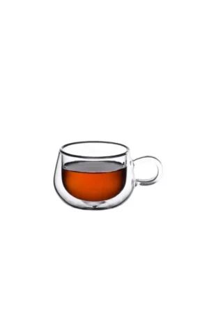 ماگ شیشه‌ای دسته‌دار 200 میلی‌لیتری دو جداره با طراحی جدید، فنجان چای و نسکافه، مناسب برای لیست جهاز، بسته 6 عددی - 4180