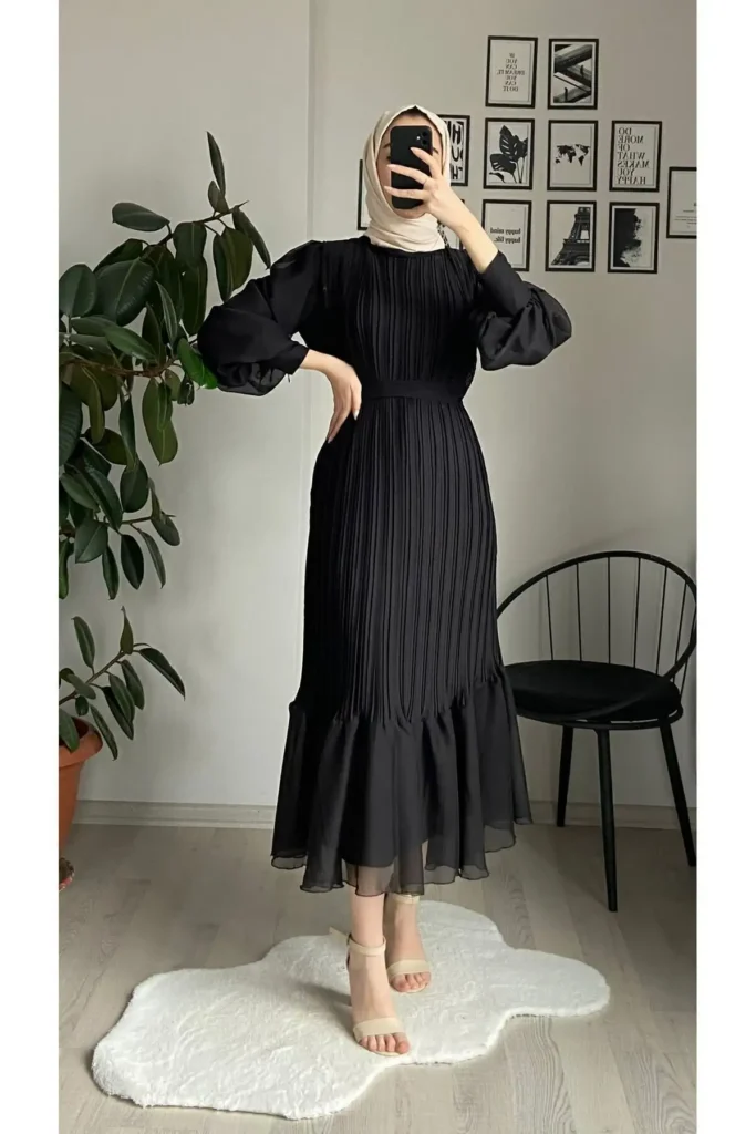 دریاچه مشکی پلیسه‌ای chiffon لباس تـستـر - 4393
