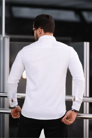 پیراهن آکسفورد کلاسیک مردانه نرمال فیت با قابلیت تنفس و لیرا - سفید - 4868
