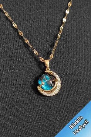 گردنبند طلایی زنجیری ستاره آسمانی زنانه از استیل ضد زنگ - 4794