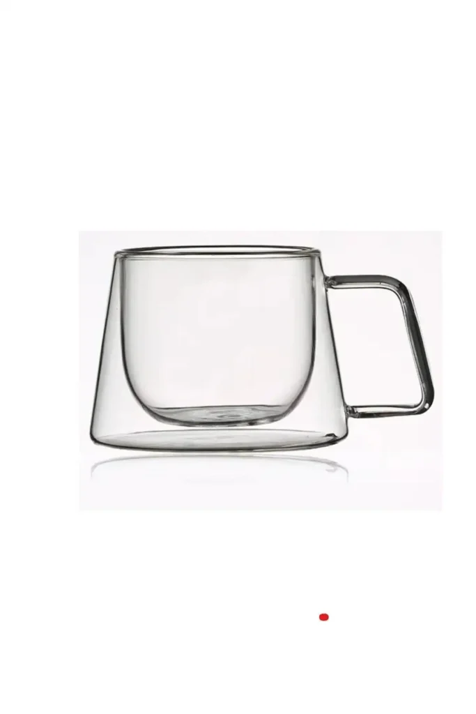 فنجان اسپرسو نسکافه طراحی جدید، فنجان شیشه‌ای دسته‌دار دو جداره ۴ عددی 1836 - 4181