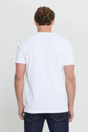 تی‌شرت بیسیک یقه گرد دار و تنگ مردانه سفید ۱۰۰٪ پنبه سریع (Slim Fit) - 6576