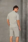 شورت و تیشرت مردانه زیپ‌دار آستین کوتاه خاکستری نیمه بزرگ ۰۵۴ - 5493