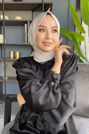 شال سایرا مدل سندی با پارچه کرم رنگ و دکمه‌دار (کد: Syr002) - 6017