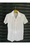 پیراهن کوتاه آستین‌کوتاه مردانه تابستانی با بافت طراحی‌شده - 5437
