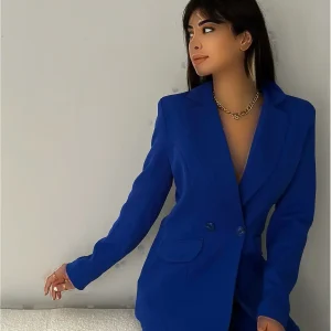 ست کت و شلوار شامل کت بلوکی کرواتی آبی و شلوار هویجی - 6479