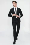 کت و شلوار مردانه سیاه ساده با فیت باریک 6 دراپ - 5274