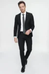 کت و شلوار مردانه سیاه ساده با فیت باریک 6 دراپ - 5274
